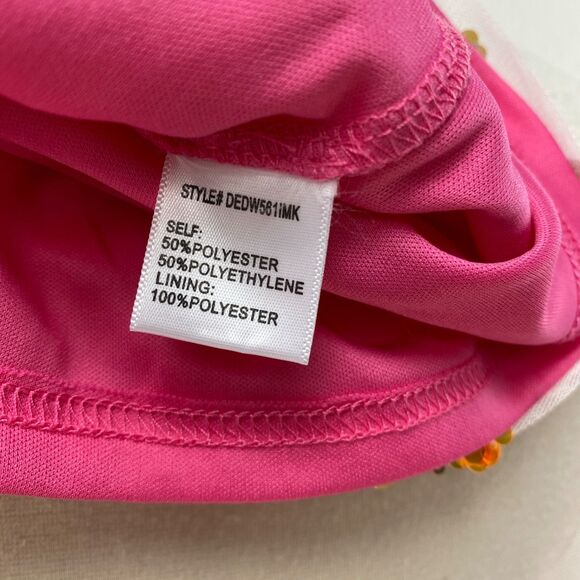 Dee Elly Pink Sequin Mini Dress Small Colorful Cocktail Club Dance Party Romance - Picture 11 of 12